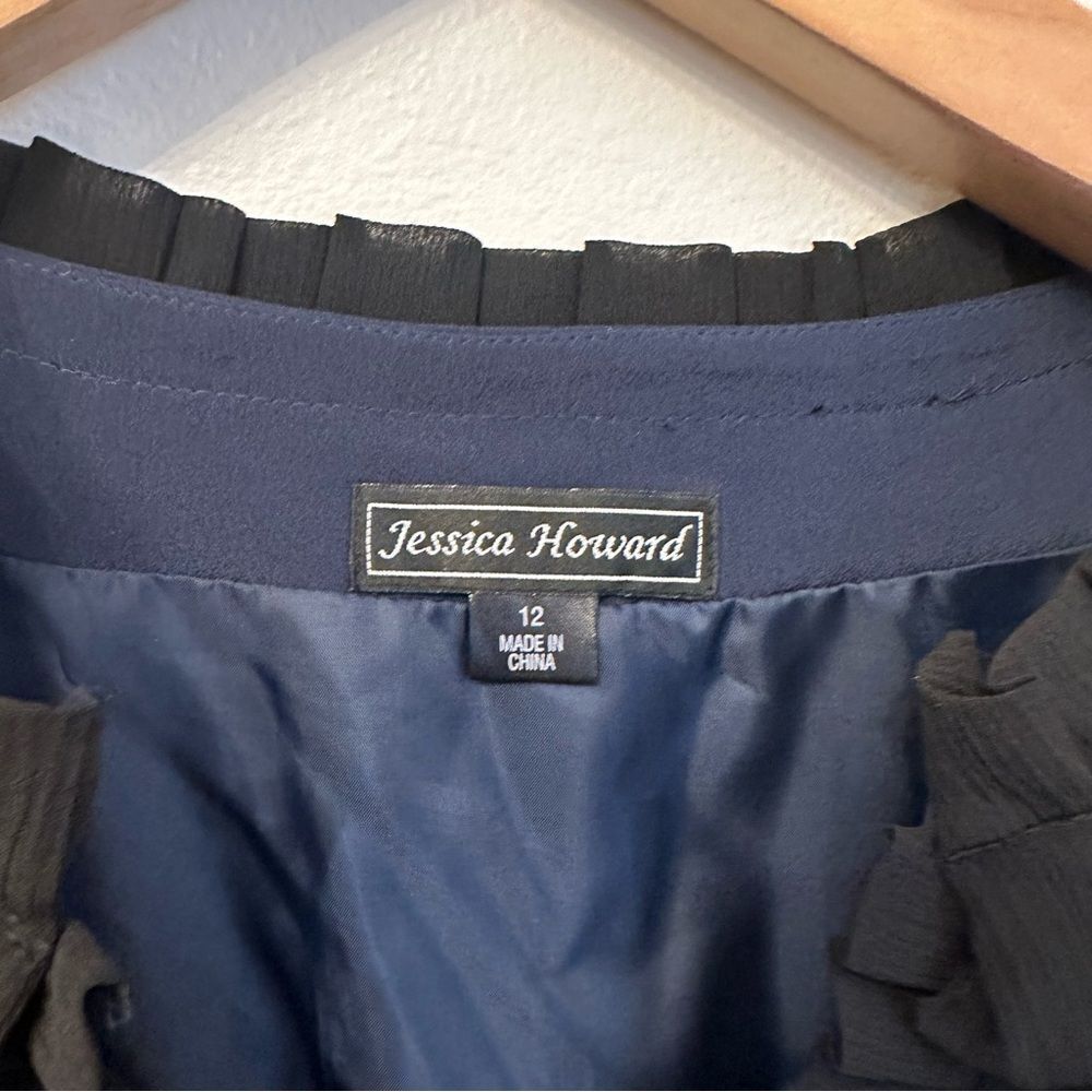 Jessica Howard Navy and Black Ruffle Dress - Picture 3 of 4